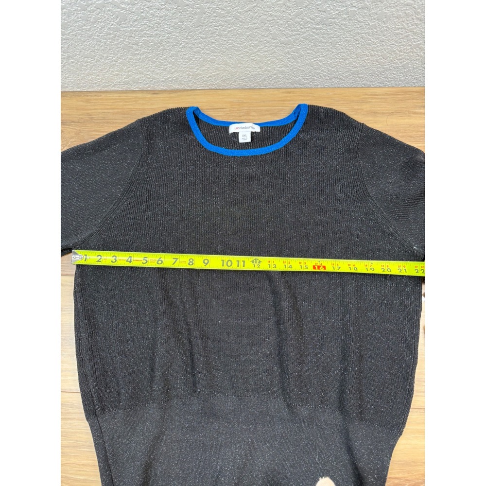Liz Claiborne Black Blue Sparkle Knit Crew Neck Long Sleeve Sweater XXL NWT $49 - Picture 7 of 11